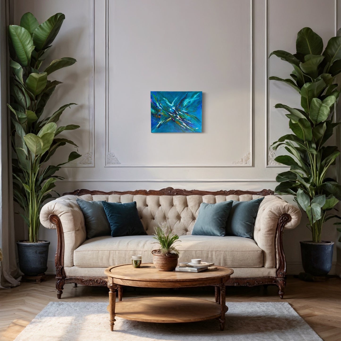 toile allégresse dans un salon