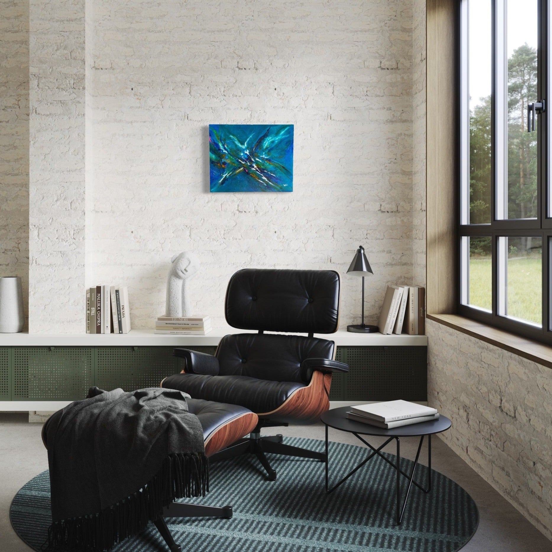 toile allégresse dans un coin lecture