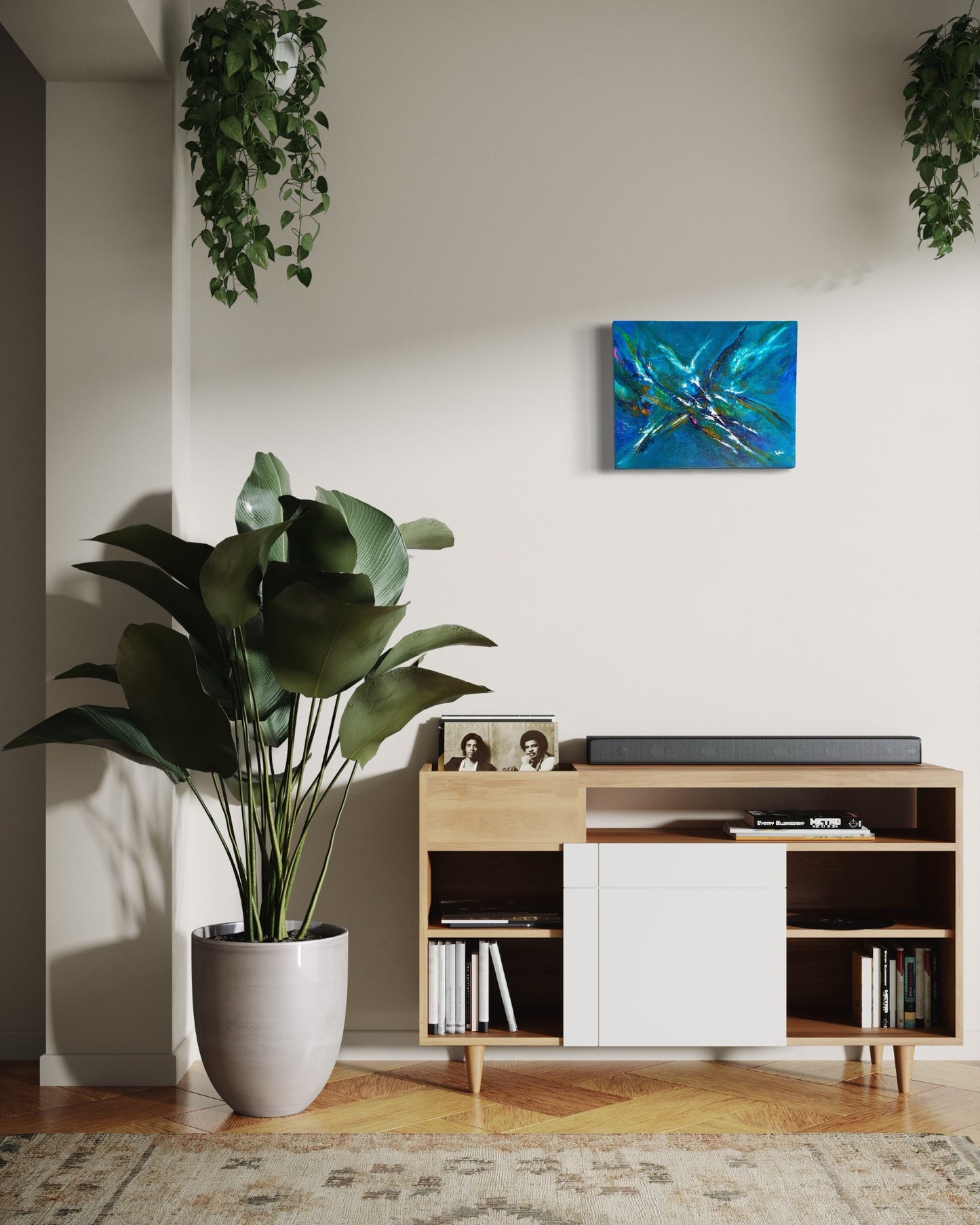 toile allégresse dans un salon