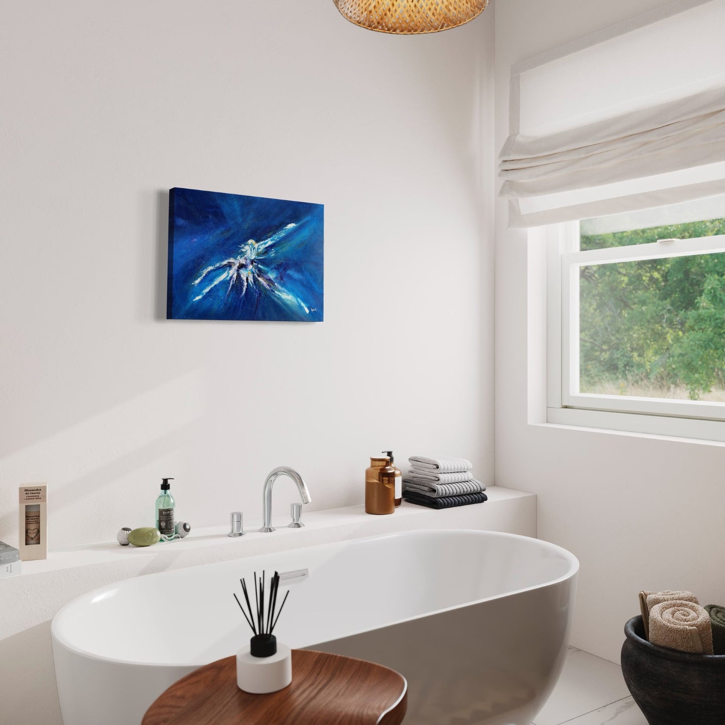 toile anémone dans une salle de bain