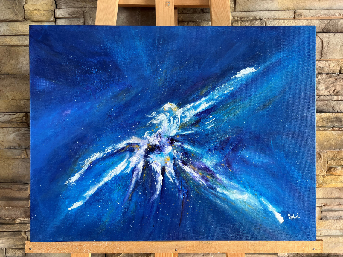 toile anémone sur un chevalet