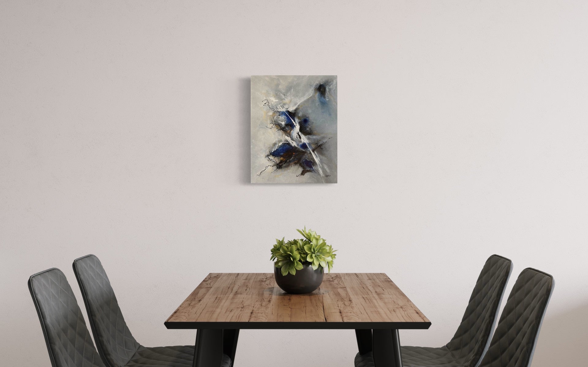 toile dans la tourmente dans une salle à manger