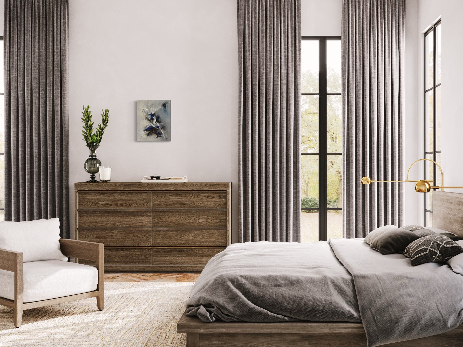 toile dans la tourmente dans une chambre à coucher