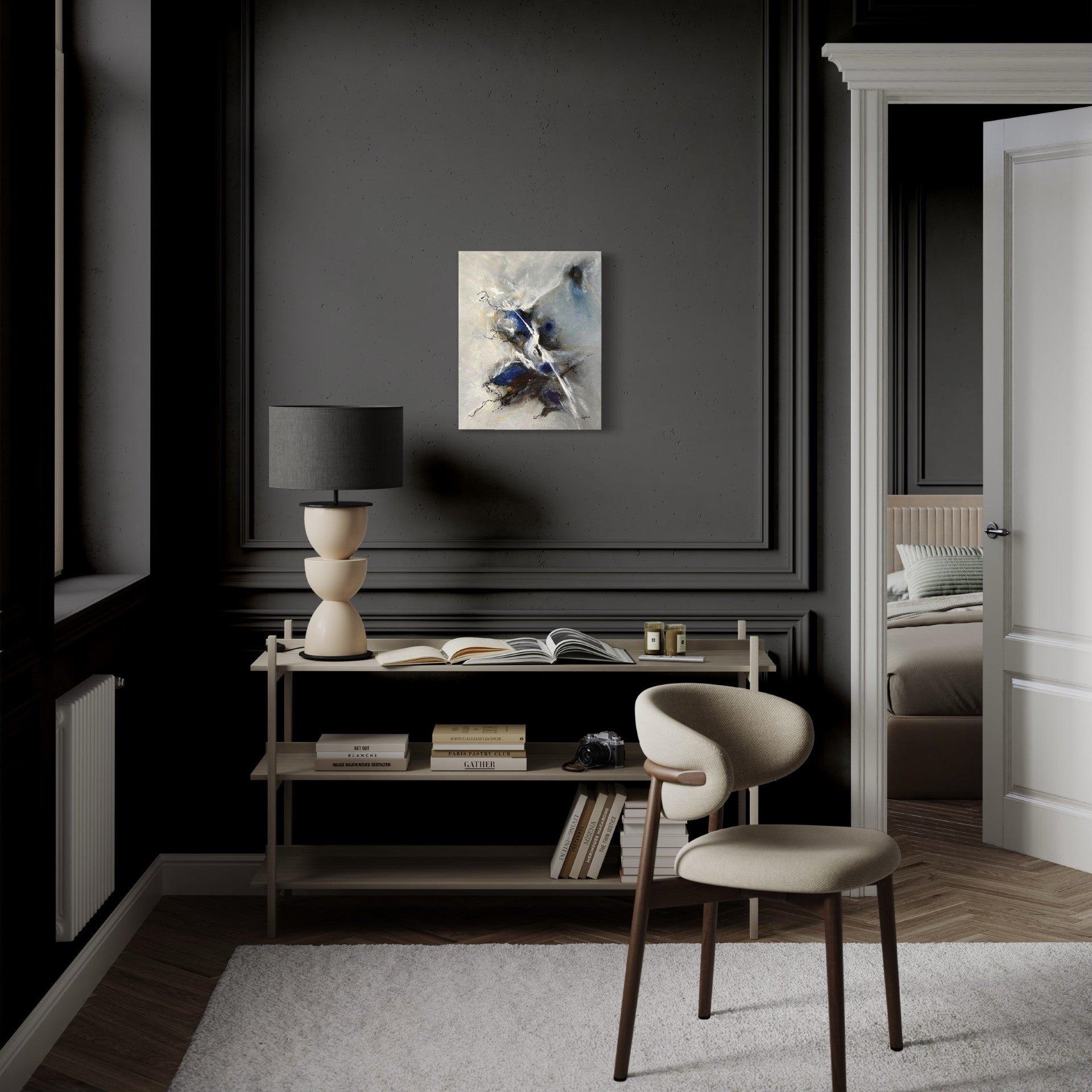 toile dans la tourmente au dessus table console