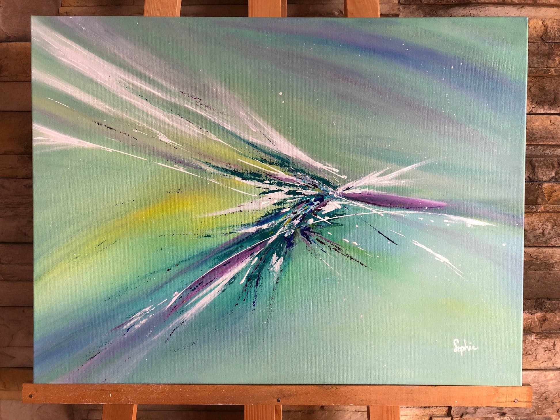 toile douceur printanière sur un chevalet