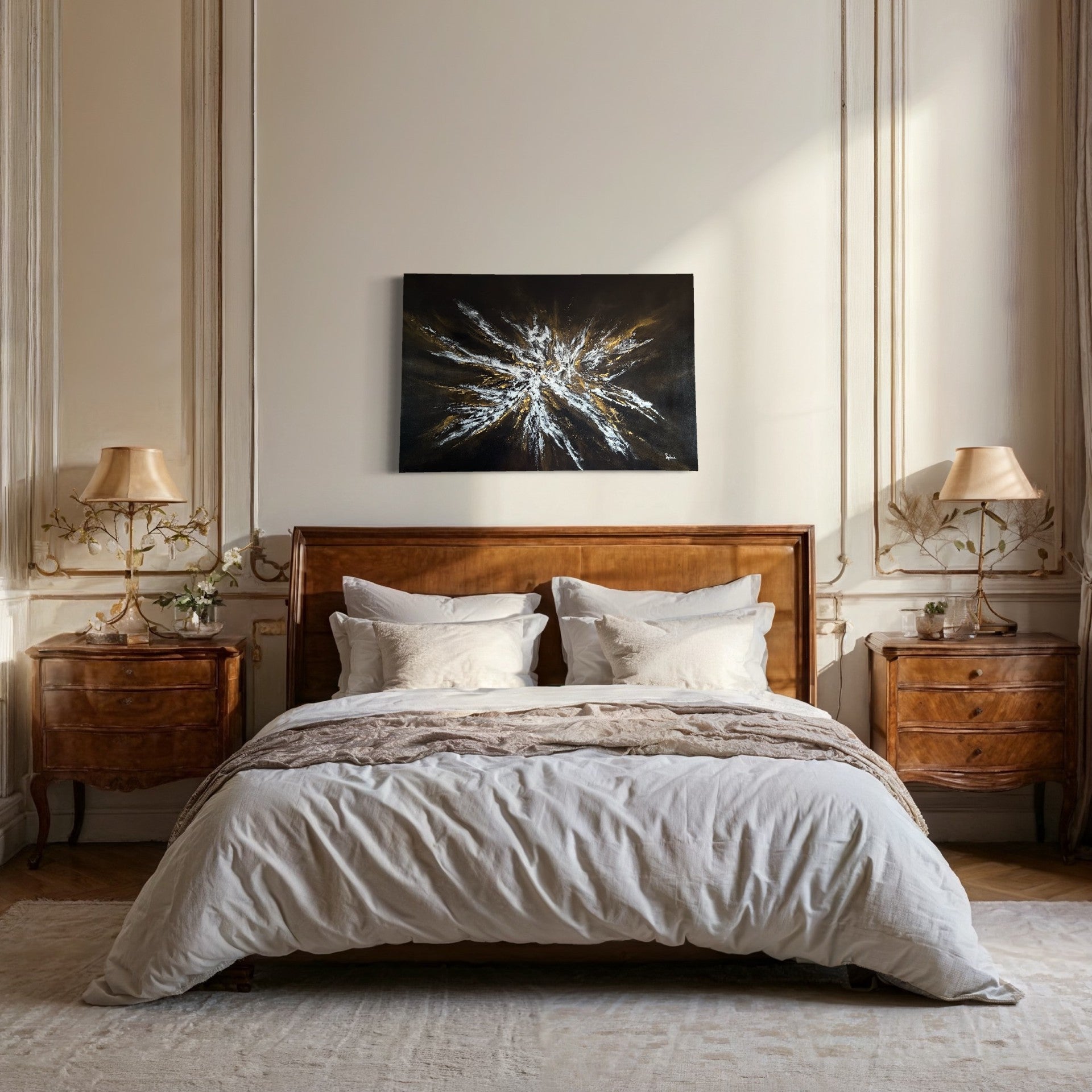 toile éclat de brillance dans une chambre à coucher