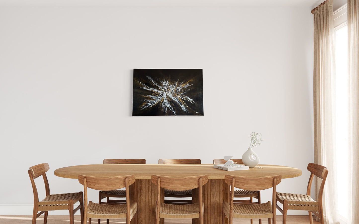 toile éclat de brillance dans une salle à manger