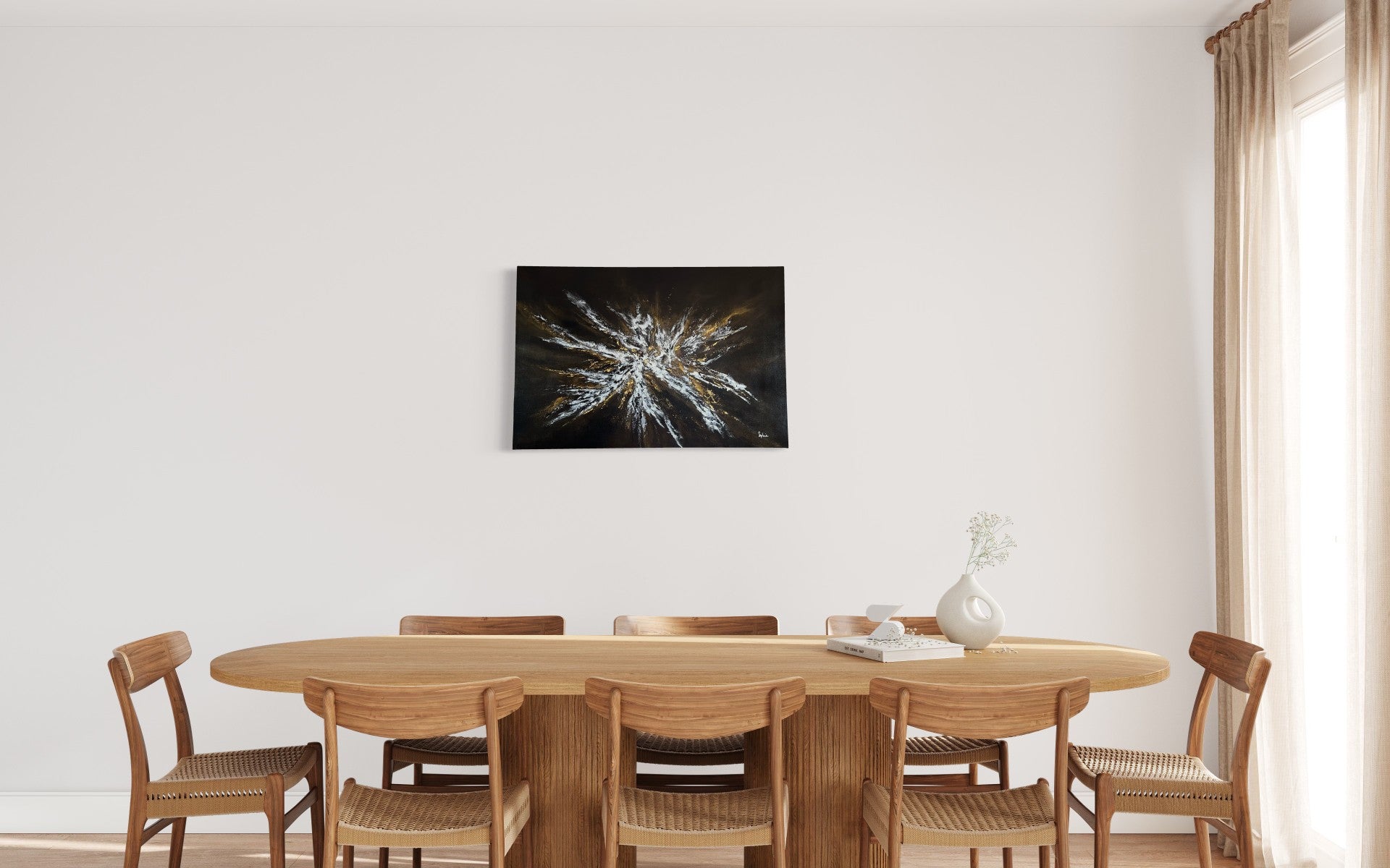 toile éclat de brillance dans une salle à manger