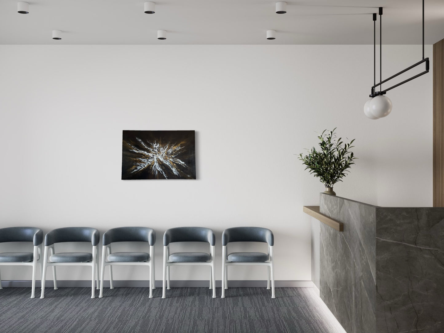 toile éclat de brillance dans une salle d'attente