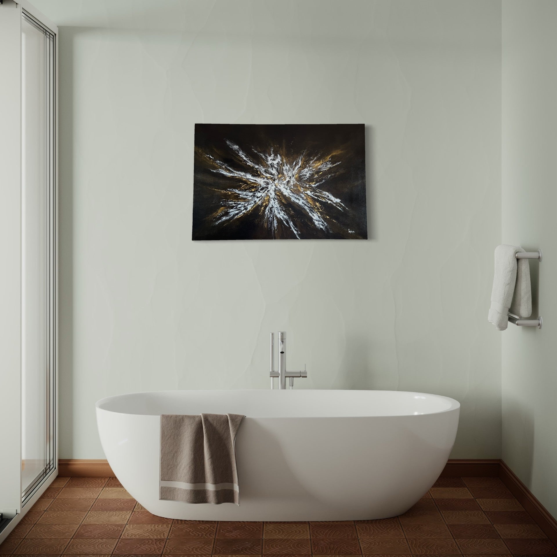 toile éclat de brillance dans une salle de bain