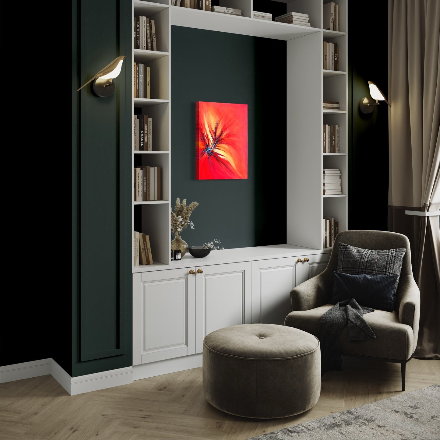 toile épanouissement dans une bibliothèque