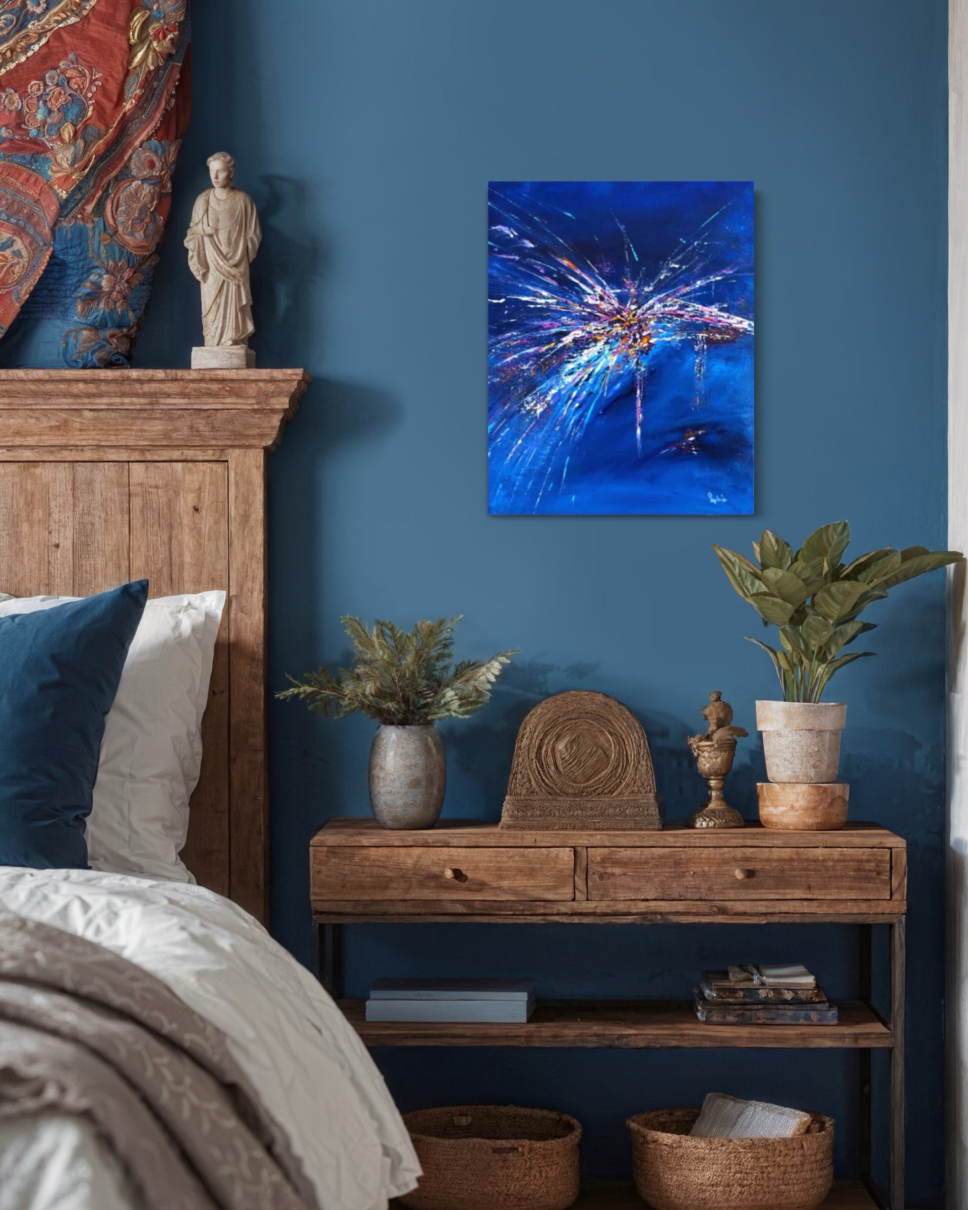 toile explosif dans une chambre à coucher