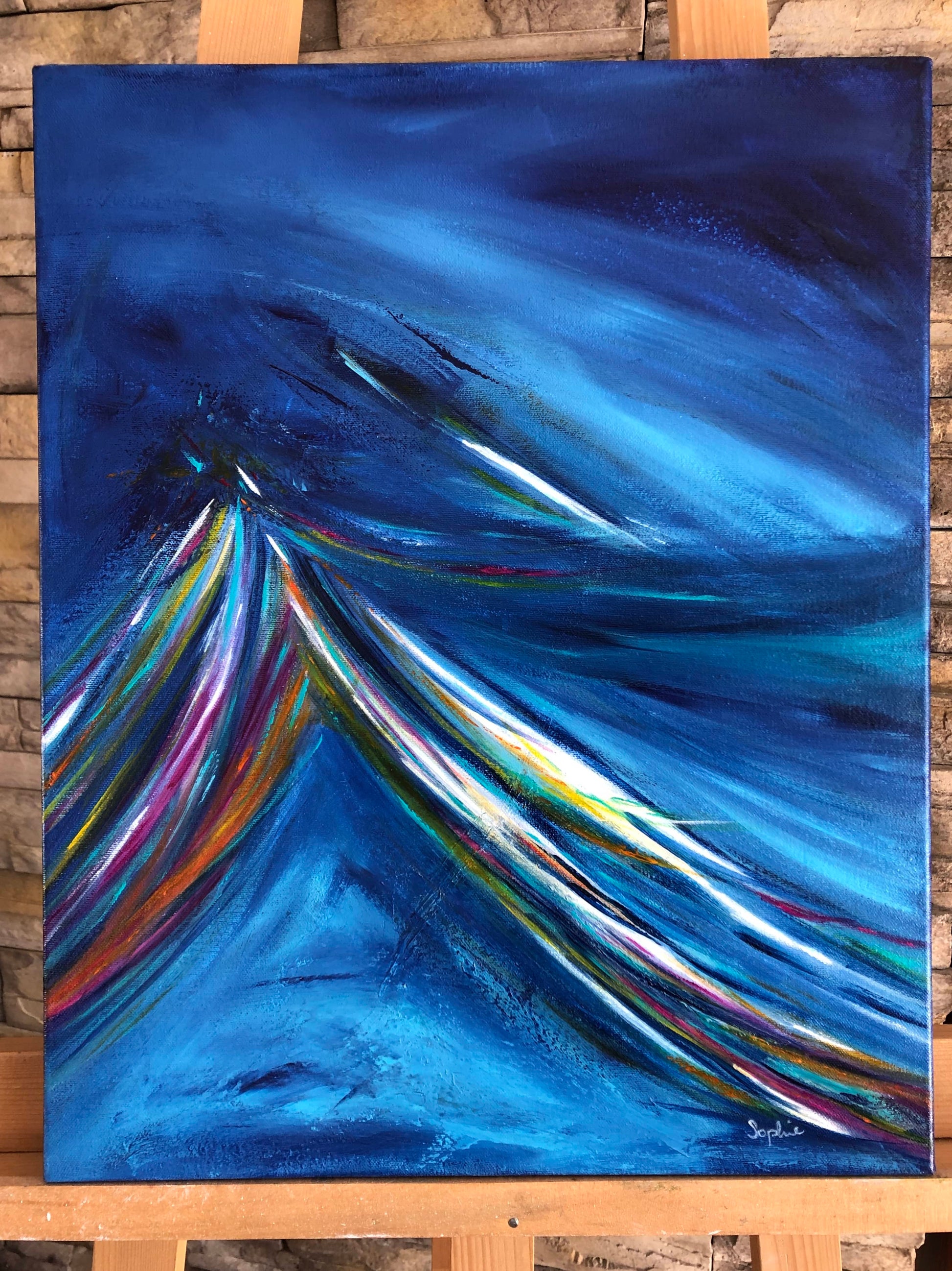 toile haute voltige sur un chevalet