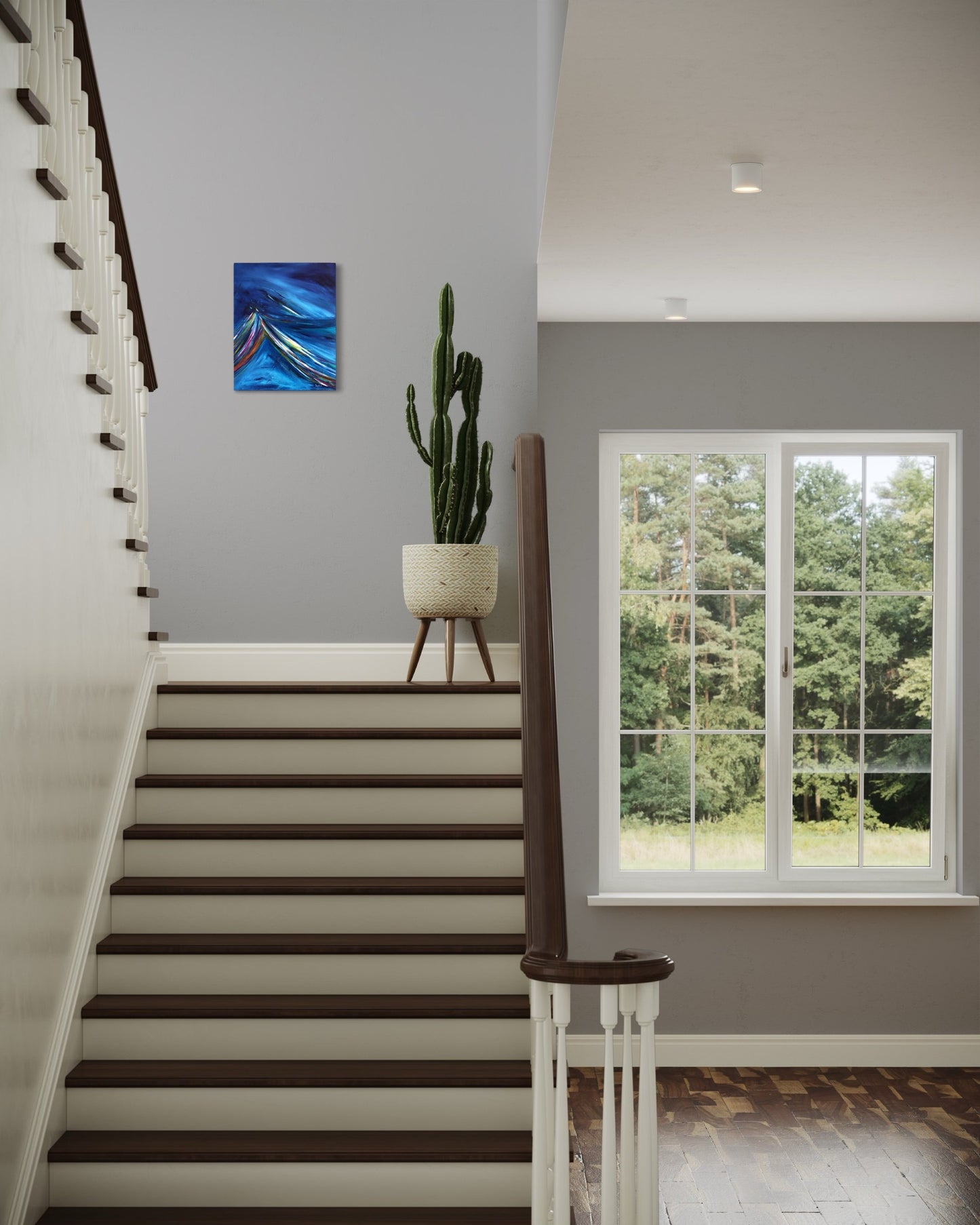 toile haute voltige dans un escalier