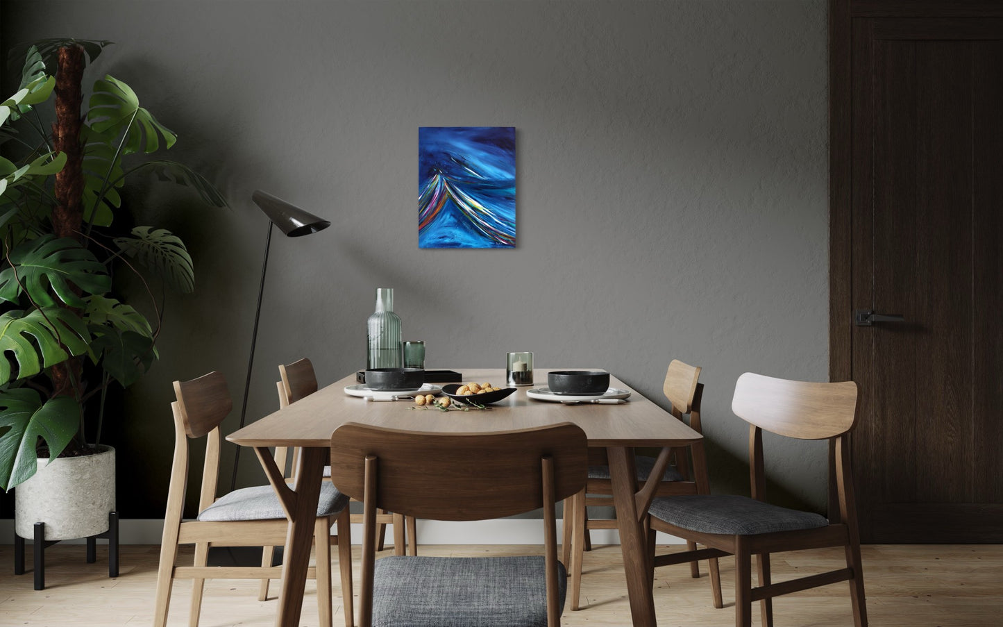 toile haute voltige dans une salle à manger