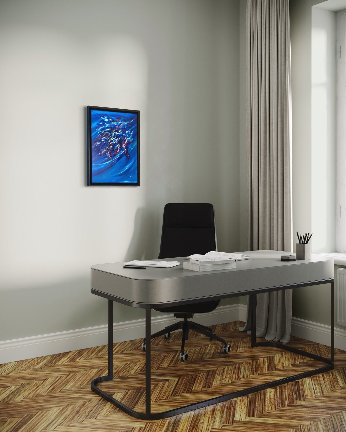 toile nébuleuse dans un bureau