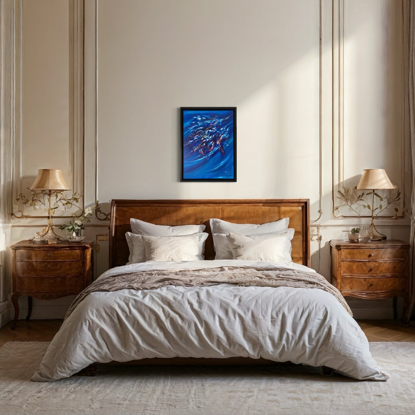 toile nébuleuse dans une chambre à coucher