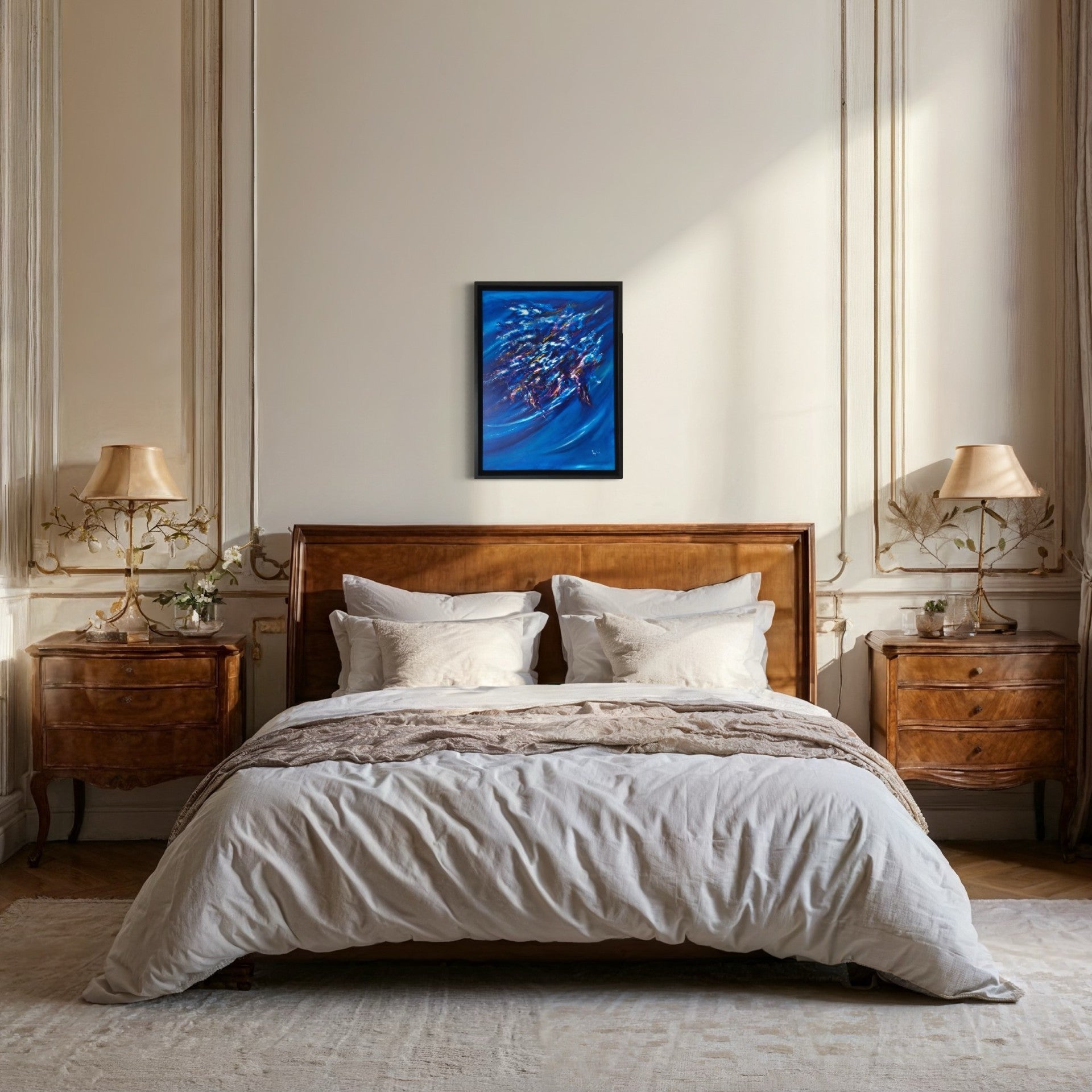 toile nébuleuse dans une chambre à coucher