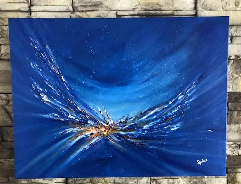 toile nuit de rêve sur mur de brique