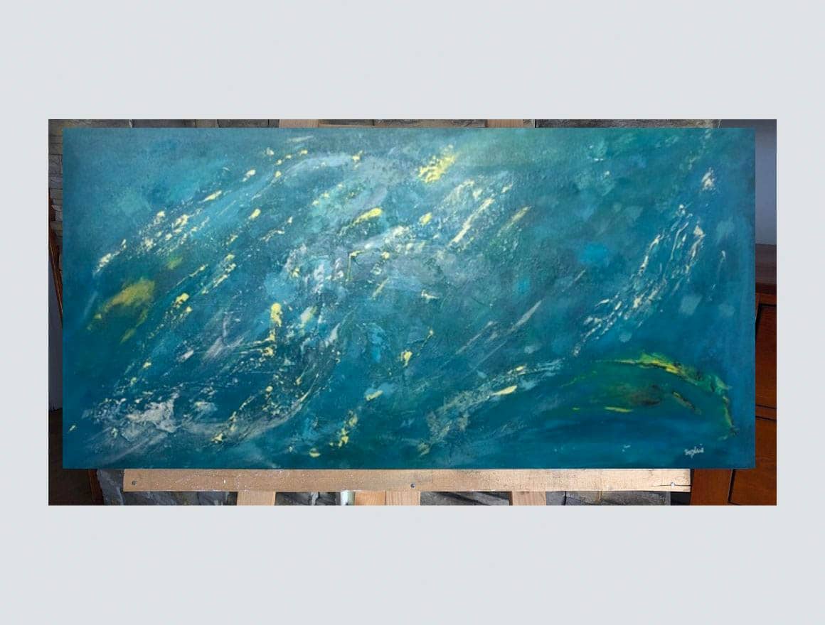 toile remous oceaniques sur chevalet