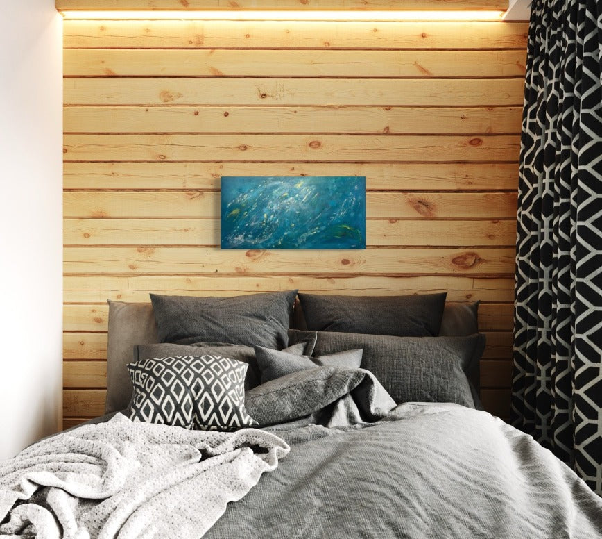 toile remous oceaniques dans une chambre à coucher