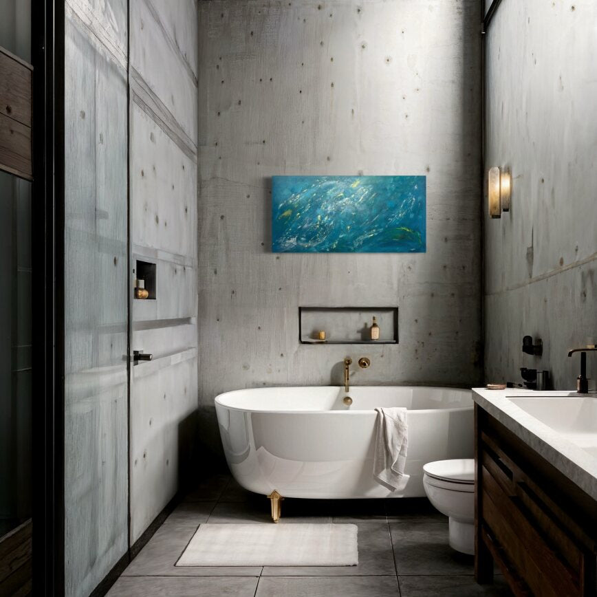 toile remous oceaniques dans une salle de bain