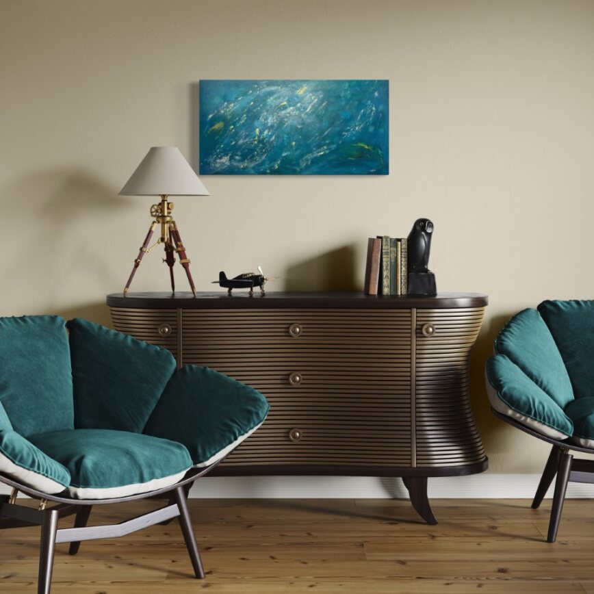 toile remous oceaniques dans un salon