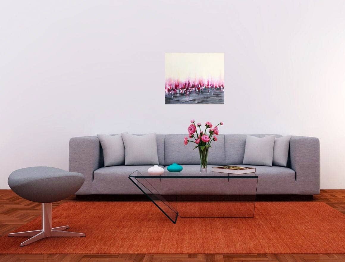 toile rubis éclatants sofa gris