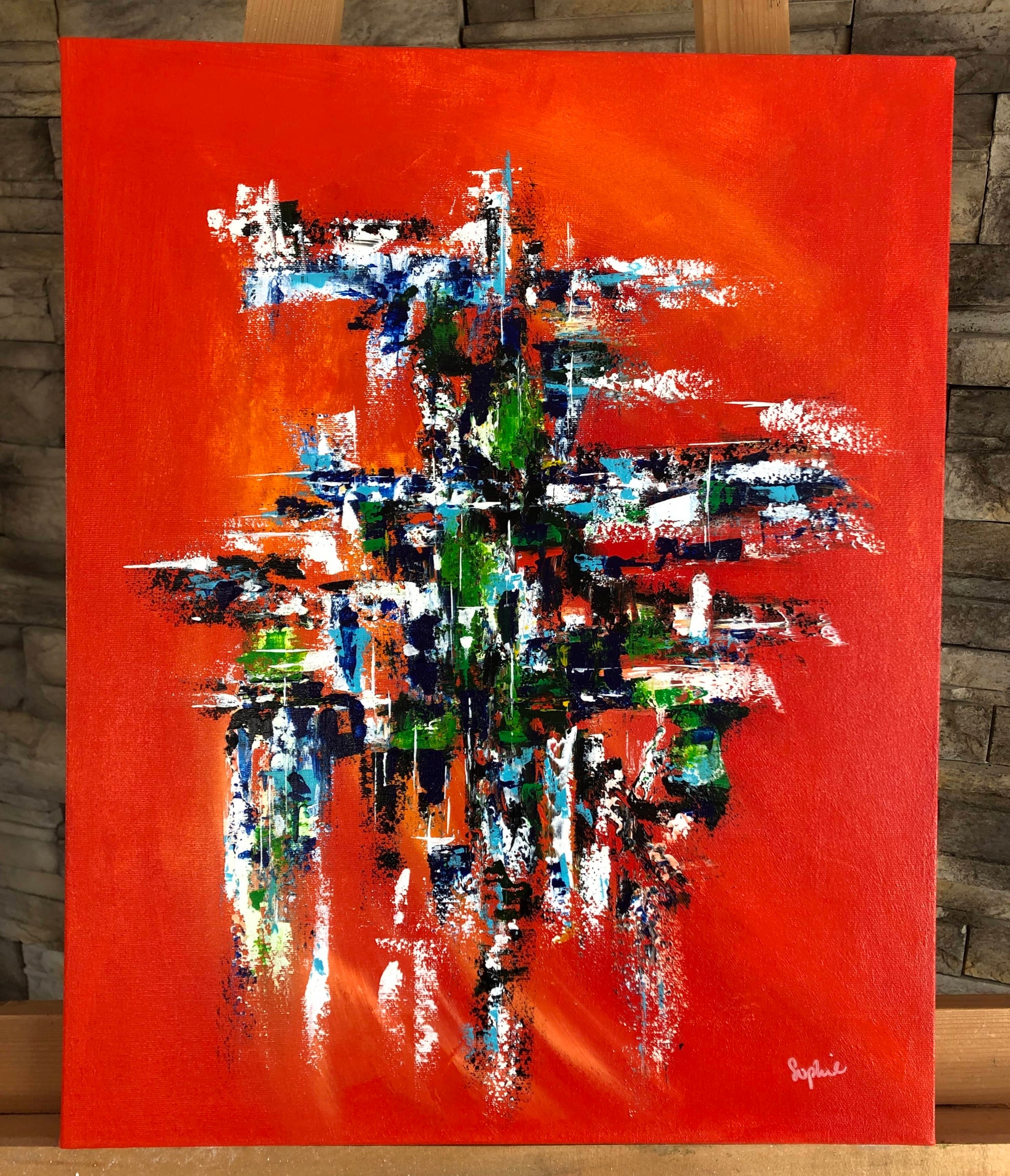 toile structure audacieuse sur un chevalet