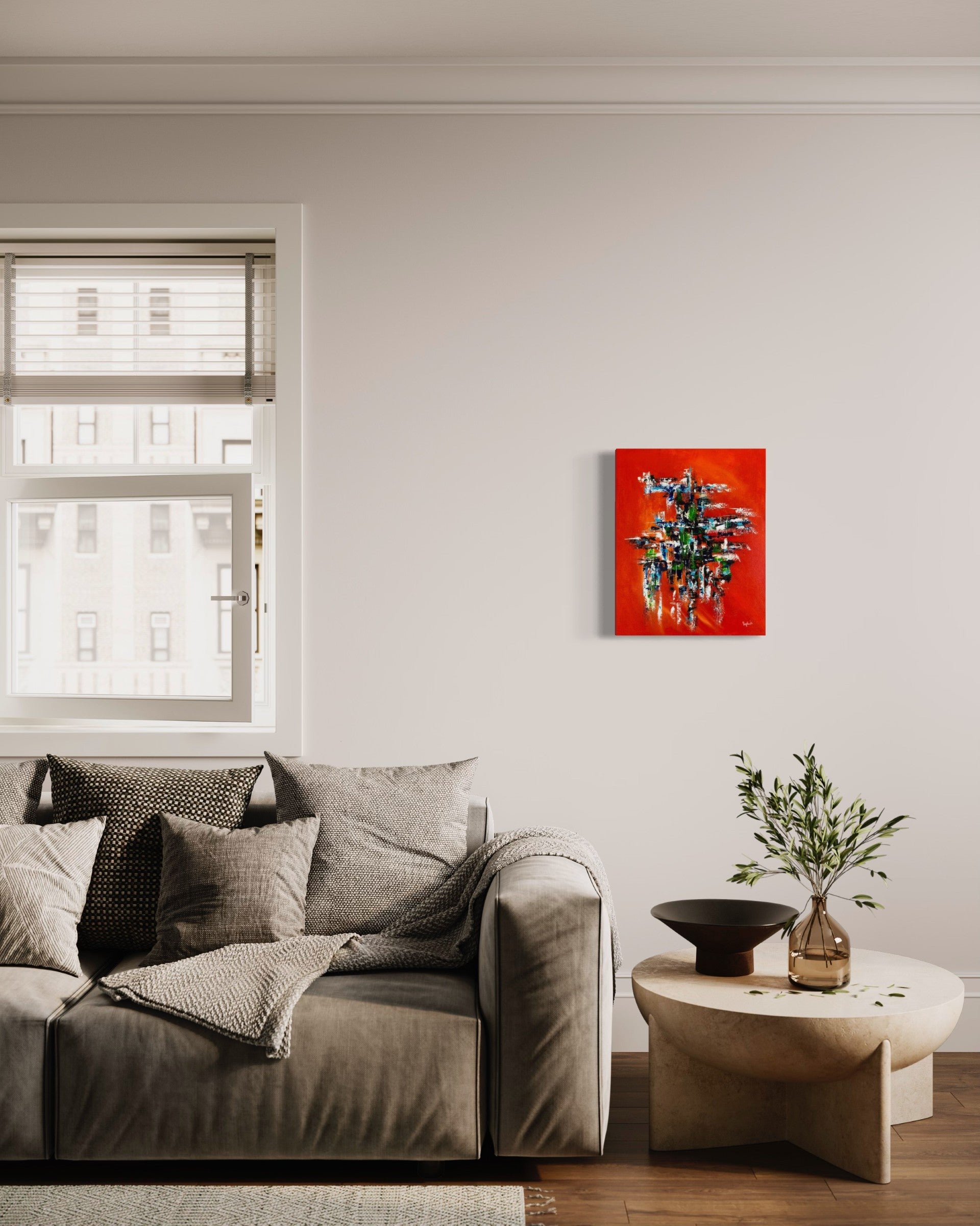 toile structure audacieuse dans un salon