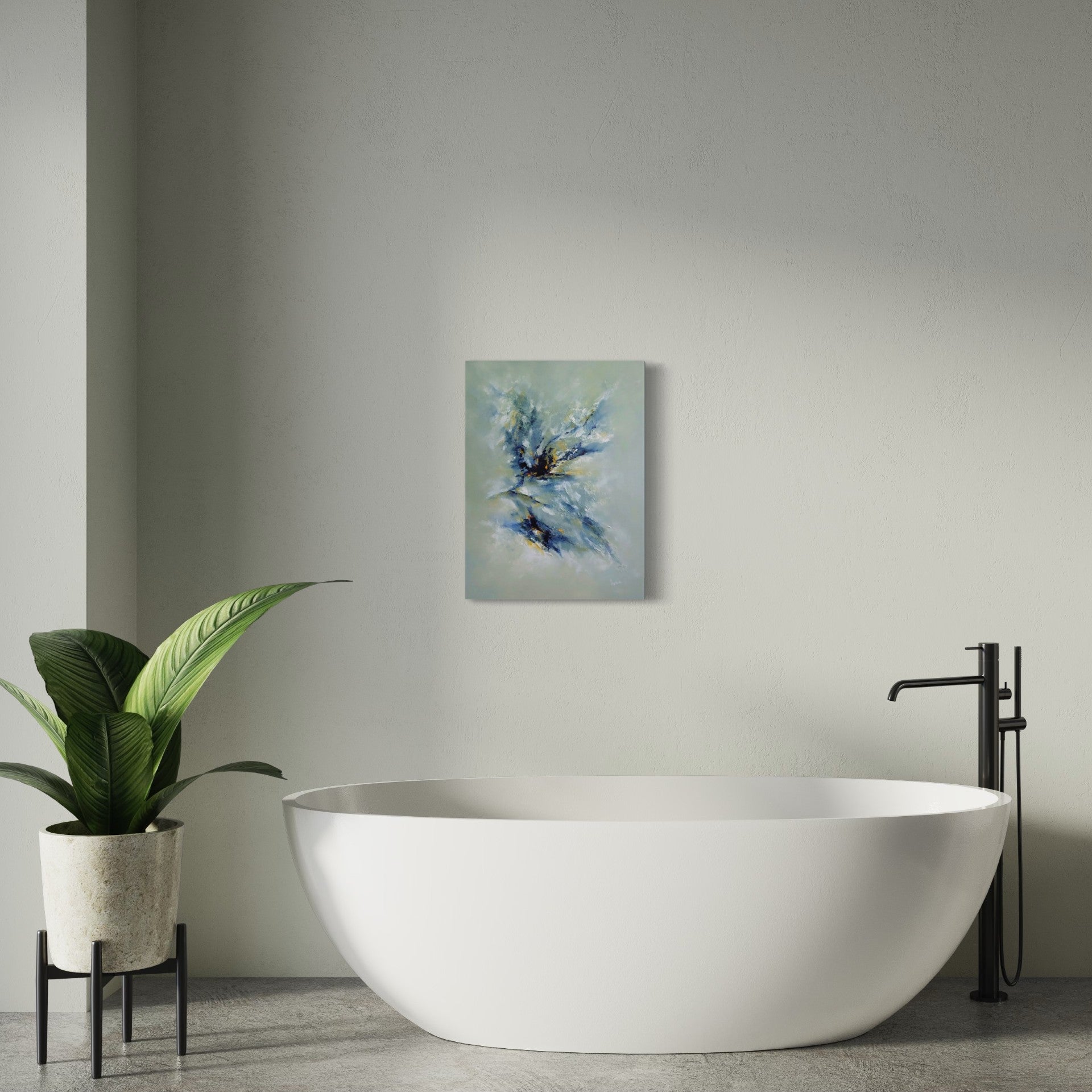 toile symbiose dans une salle de bain