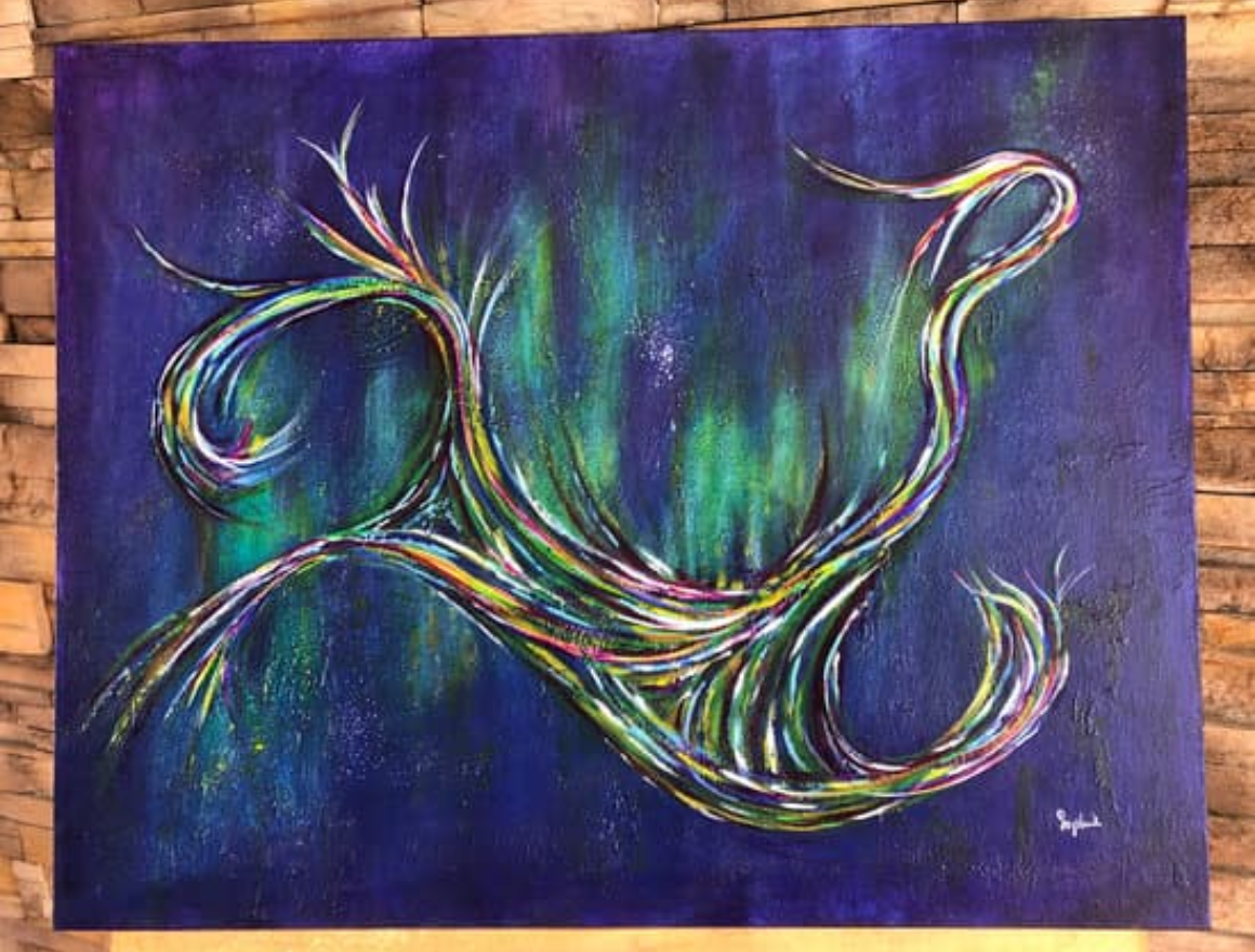 toile voie céleste sur mur de brique