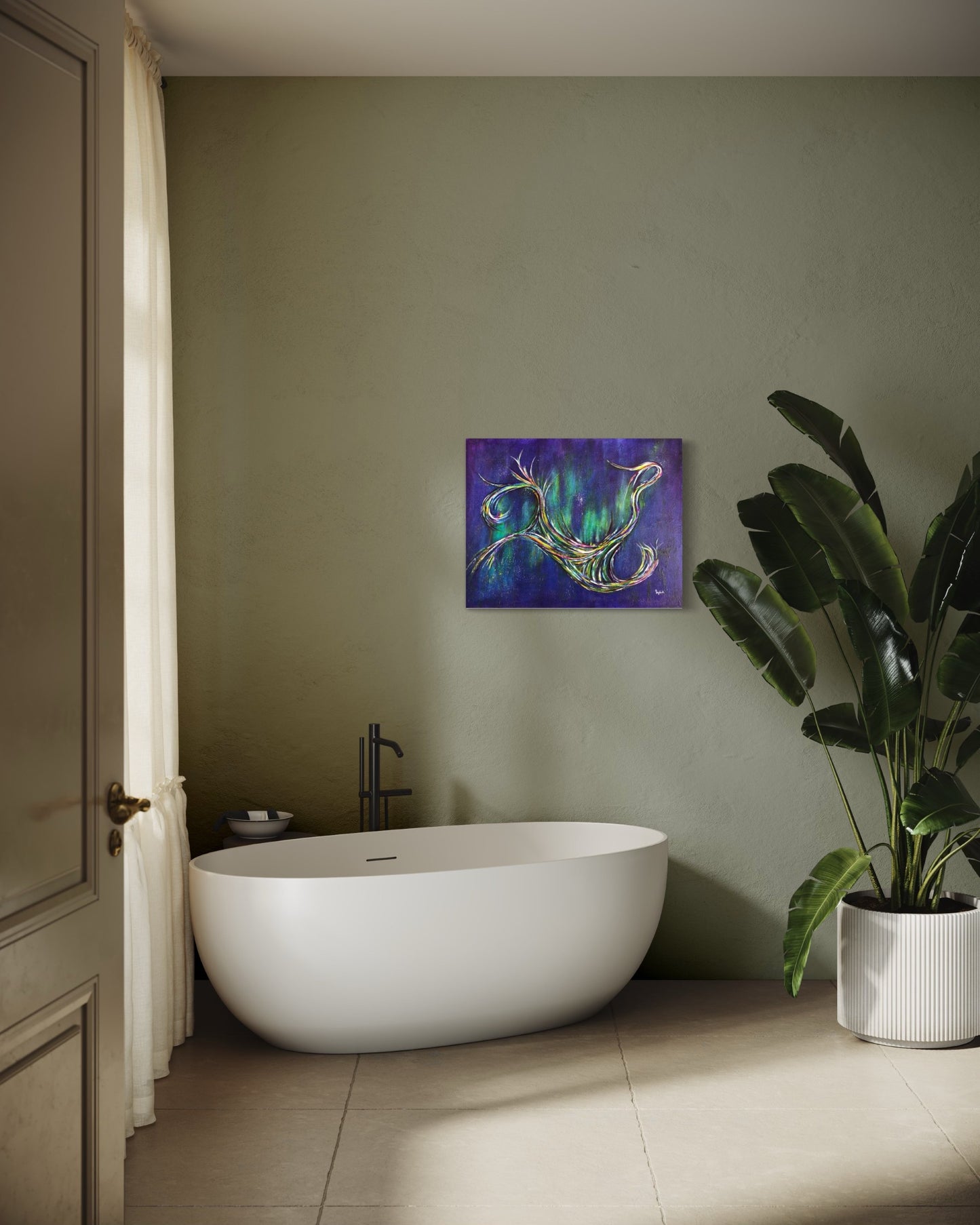 toile voie céleste dans une salle de bain