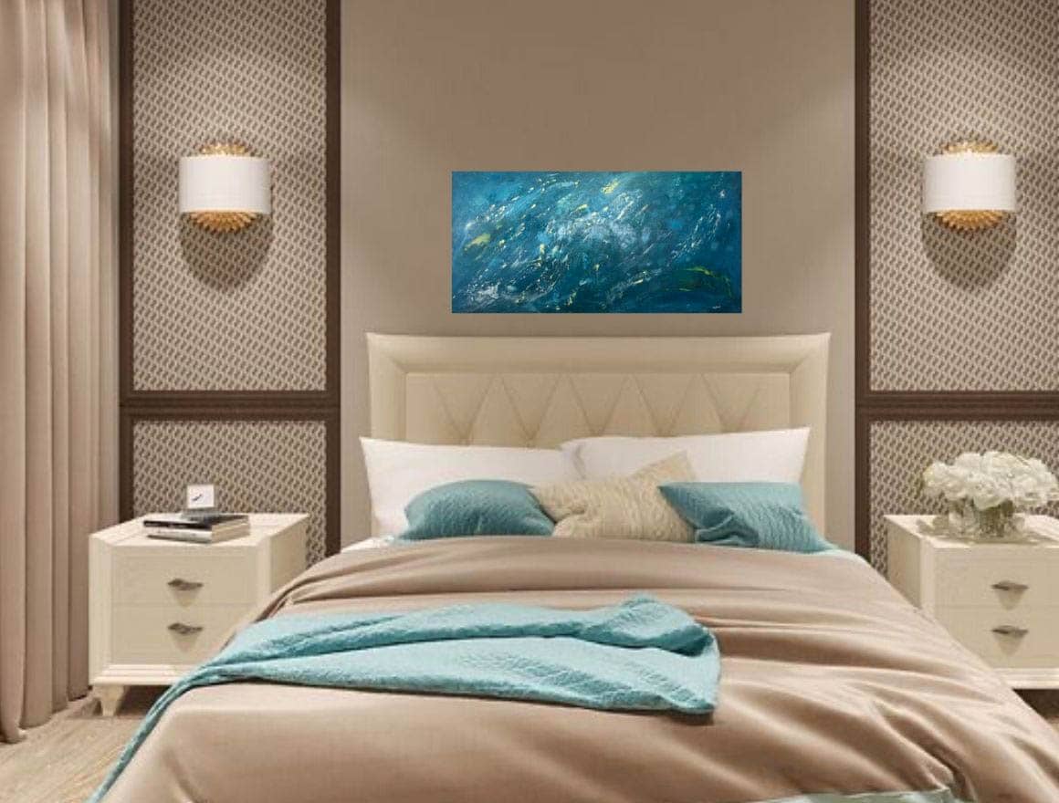 toile remous oceaniques en haut d'un lit